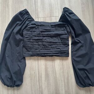 Abercrombie  & Fitch navy puff long sleeve top Size S